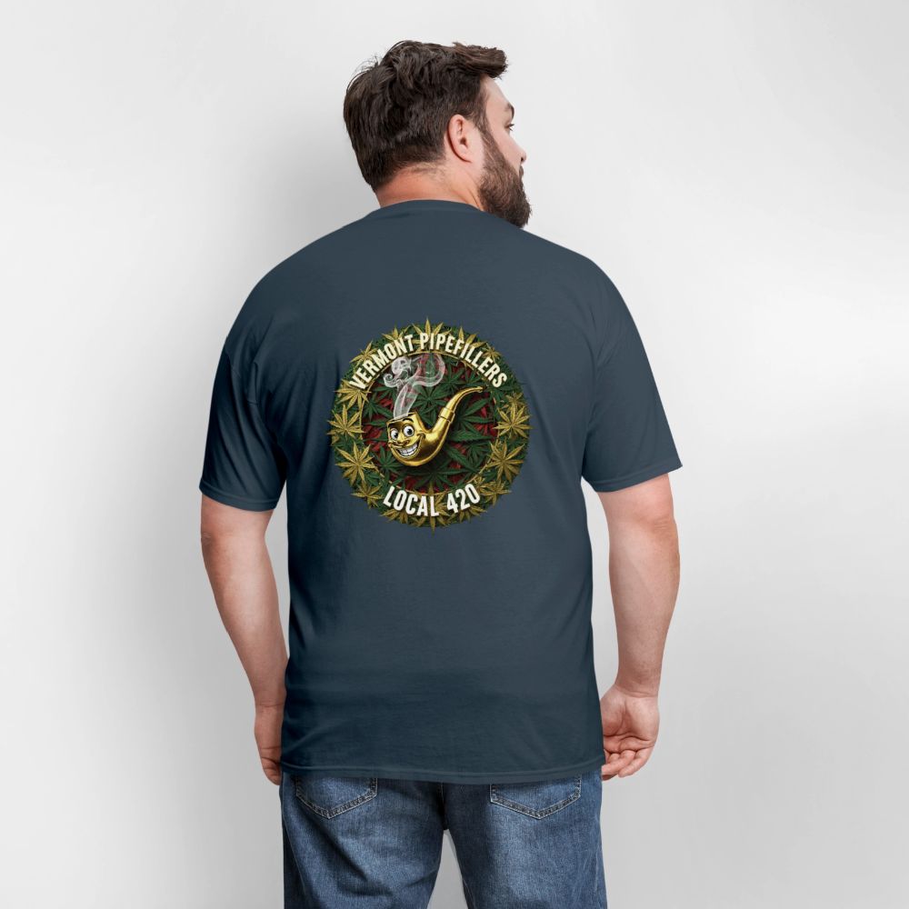 VERMONT PIPEFILLERS LOCAL 420  F/B DESIGN Men's T-Shirt -  blue dusk