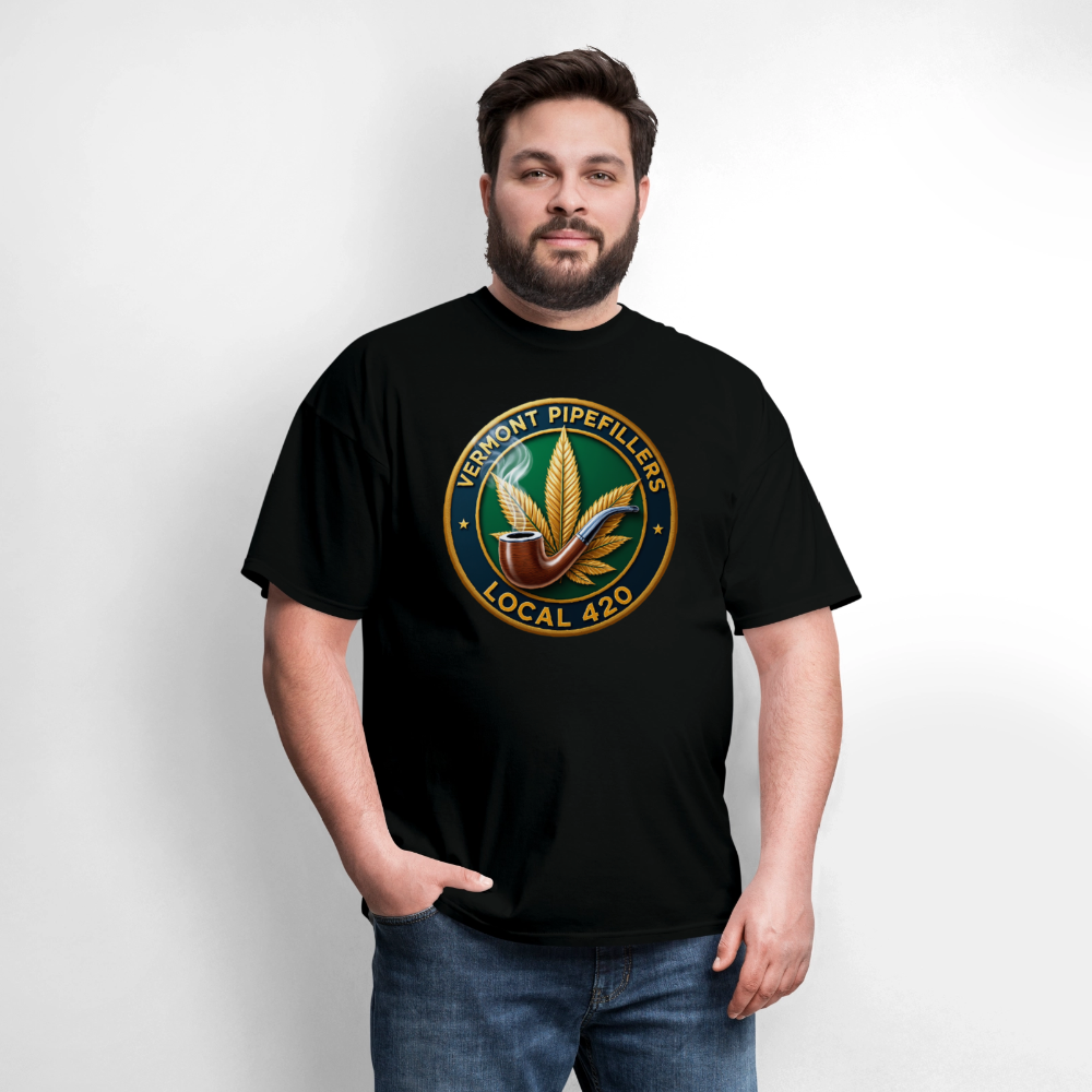 VERMONT PIPEFILLERS LOCAL 420 2 EMBLEM Men's T-Shirt - black
