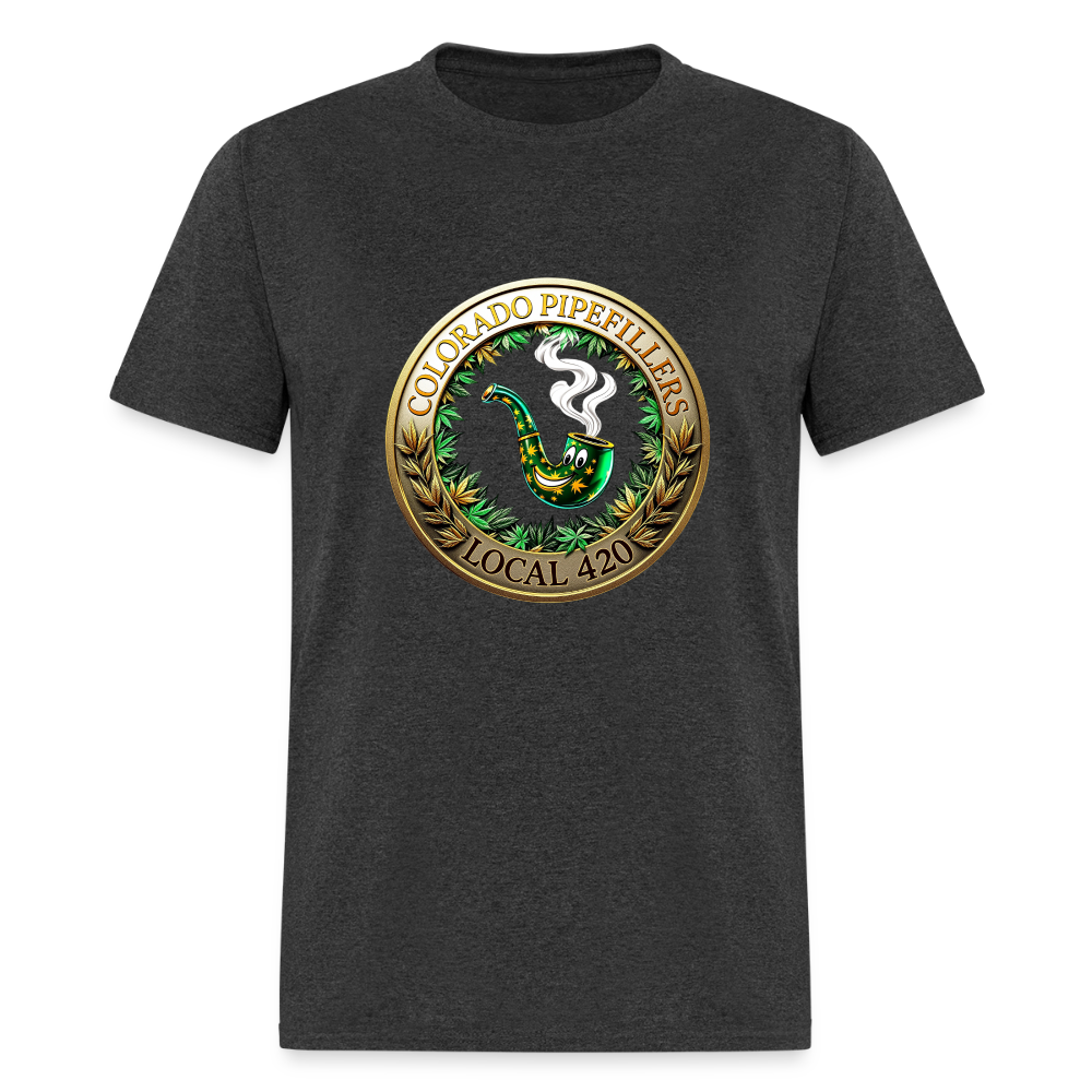 COLORADO PIPEFILLERS LOCAL 420 F/B EMBLEMS Men's T-Shirt - heather black