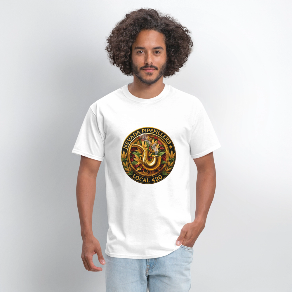 NEVADA PIPEFILLERS LOCAL 420  Men's T-Shirt - white