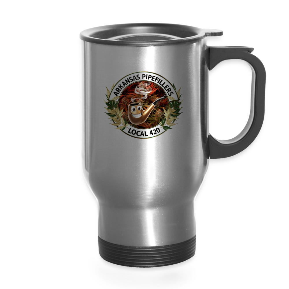ARKANSAS  PIPEFILLERS LOCAL 420 14oz Stainless Steel Travel Mug - silver