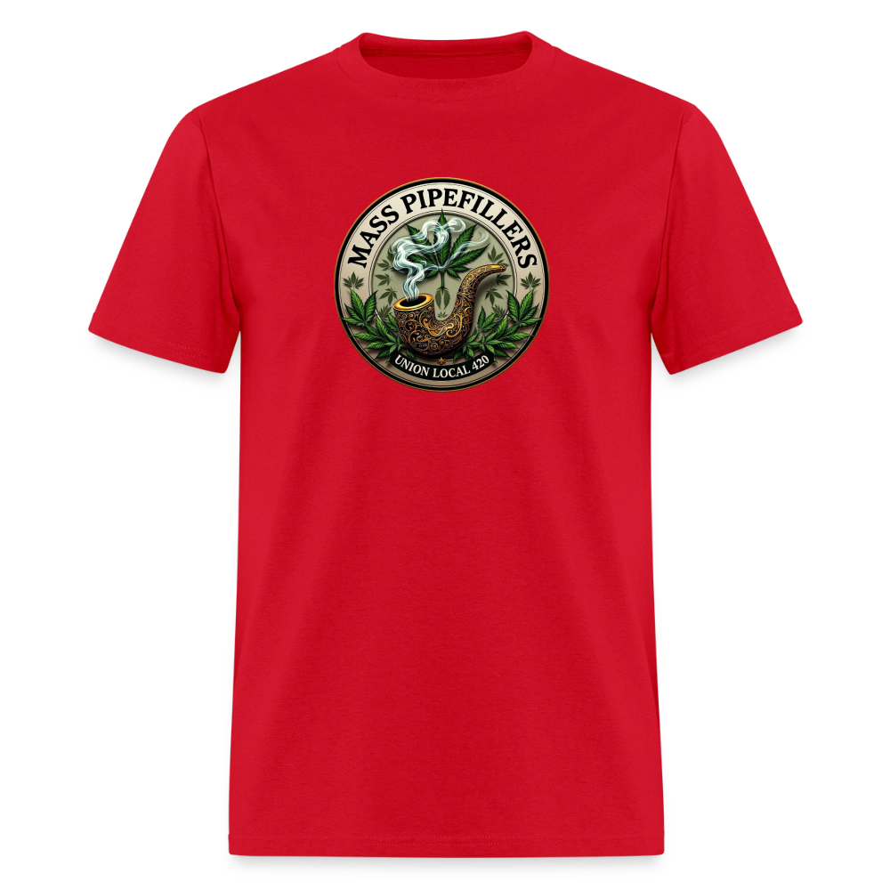MASS PIPEFILLERS LOCAL 420 2 EMBLEM Men's T-Shirt - red