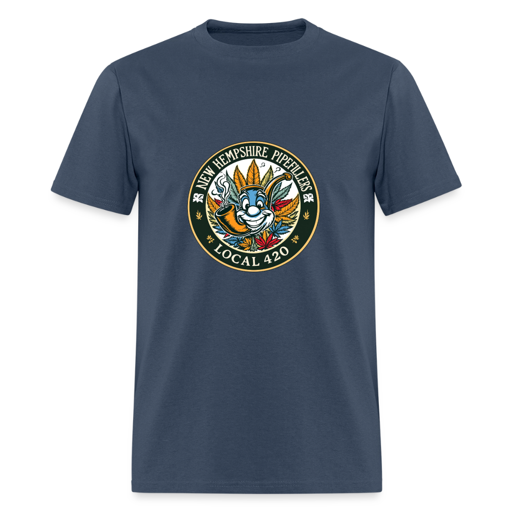 NEW HEMPSHIRE PIPEFILLERS LOCAL 420 2 EMBLEM Men's T-Shirt -  blue dusk