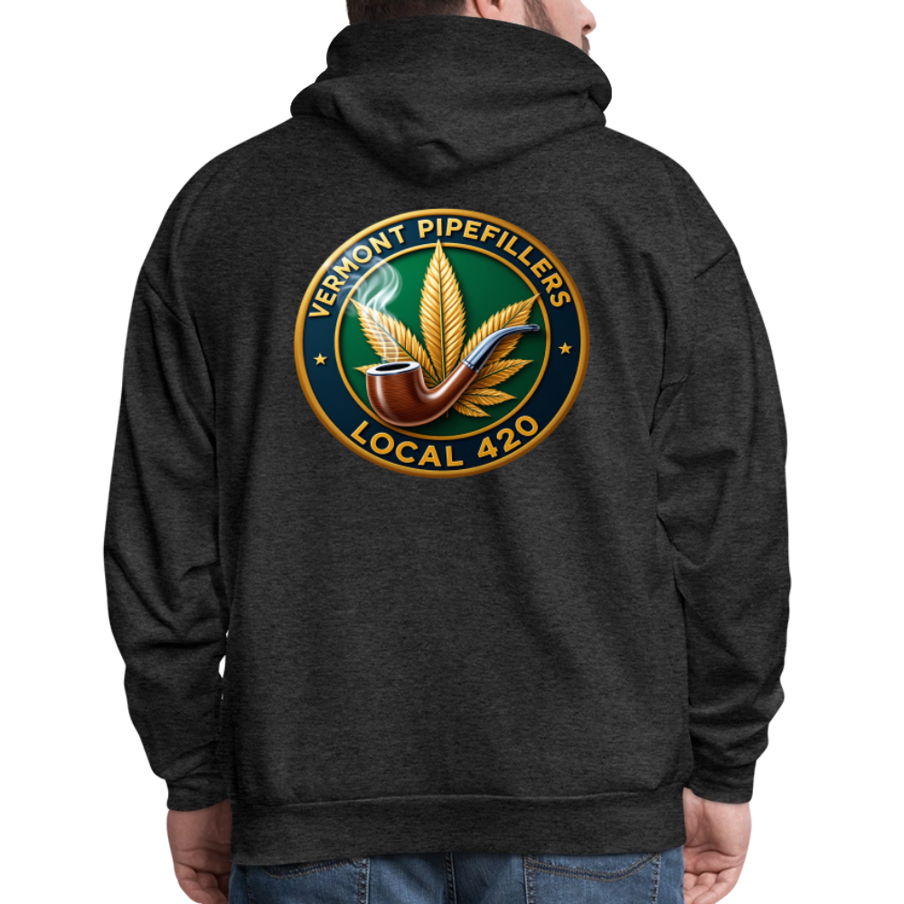VERMONT PIPEFILLERS LOCAL 420 2 EMBLEM Men's Hoodie - charcoal grey