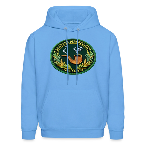 ARKANSAS PIPEFILLERS LOCAL 420 F/B EMBLEMS  Men's Hoodie - carolina blue