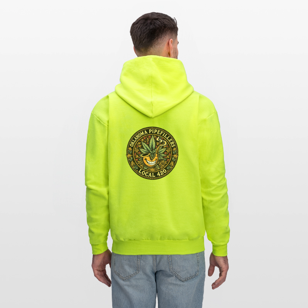 OKLAHOMA PIPEFILLERS LOCAL 420  F/B DESIGNS Men's Hoodie - safety green