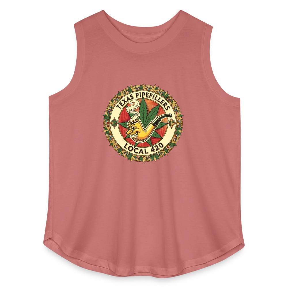 TEXAS PIPEFILLERS LOCAL 420 Women's Curvy Relaxed Tank Top - mauve