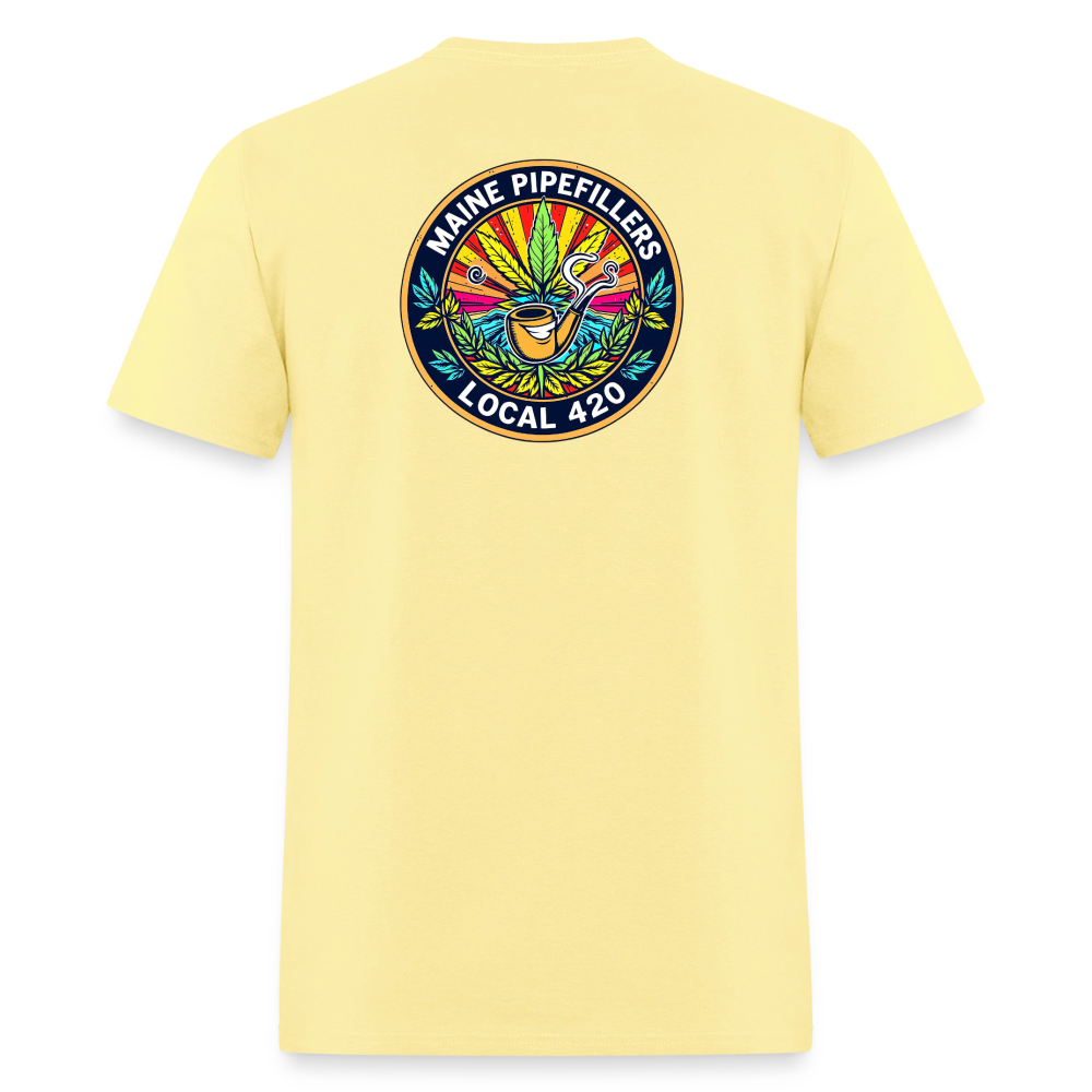 MAINE PIPEFILLERS LOCAL 420 2 EMBLEM Men's T-Shirt - cornsilk