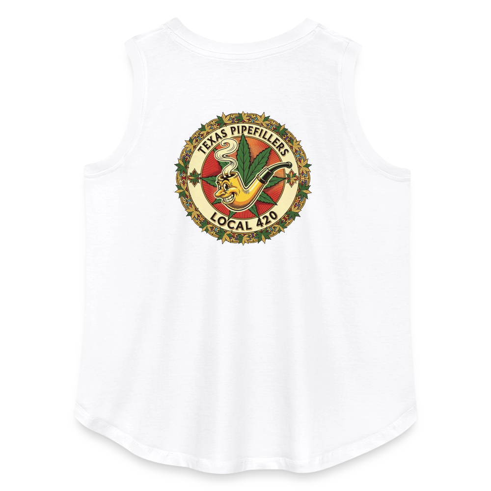 TEXAS PIPEFILLERS LOCAL 420 F/B DESIGN Women's Curvy Relaxed Tank Top - white