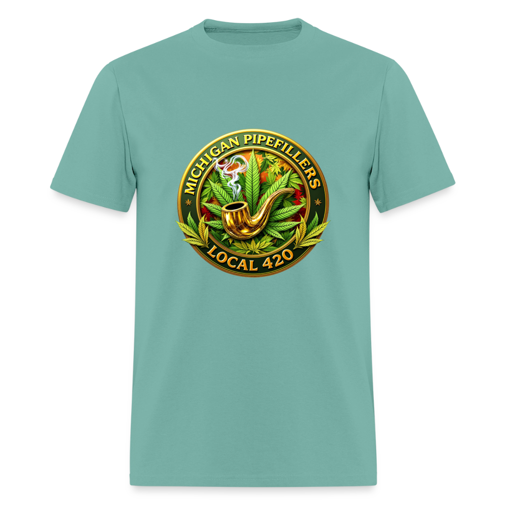 MICHIGAN PIPEFILLERS LOCAL 420 F/B DESIGN Men's T-Shirt - aquatic
