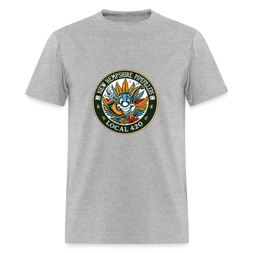 NEW HEMPSHIRE PIPEFILLERS LOCAL 420 2 EMBLEM Men's T-Shirt - heather gray