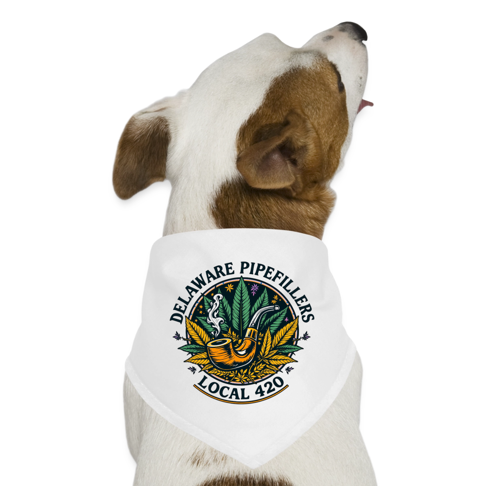 DELAWARE PIPEFILLERS LOCAL 420 Dog Bandana - white