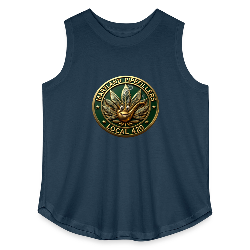 MARYLAND PIPEFILLERS LOCAL 420 Women's Curvy Relaxed Tank Top - denim