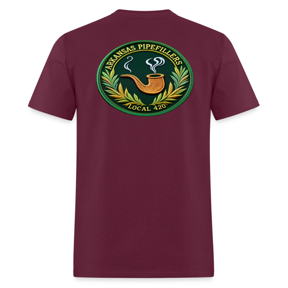 ARKANSAS PIPEFILLERS LOCAL 420 F/B EMBLEMS  Men's T-Shirt - burgundy