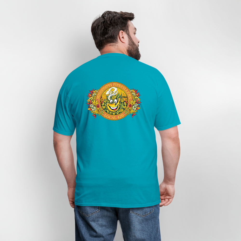 MISSISSIPPI PIPEFILLERS LOCAL 420 F/B DESIGNS Men's T-Shirt - turquoise