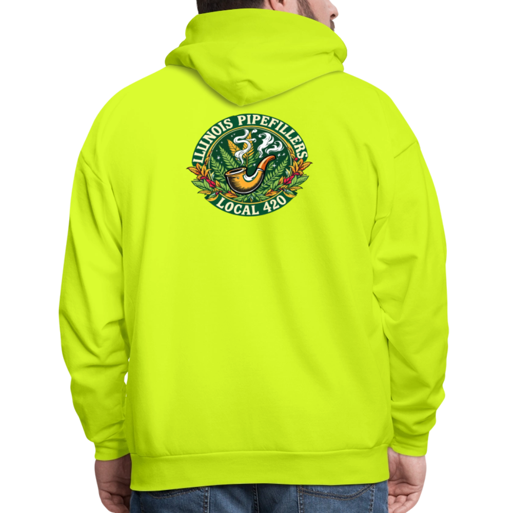 ILLINOIS PIPEFILLERS LOCAL 420 F/B DESIGN Men's Hoodie - safety green
