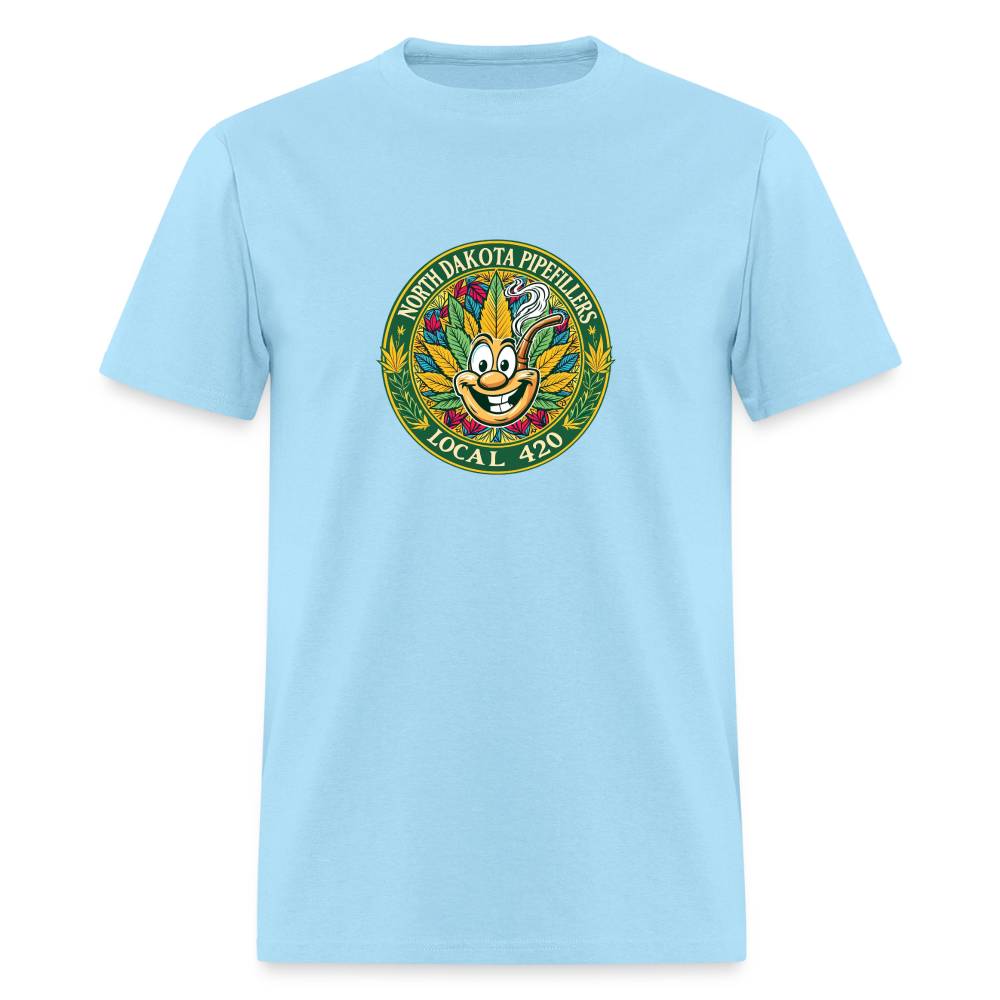 NORTH DAKOTA PIPEFILLERS LOCAL 420 F/B 2 DESIGNS Men's T-Shirt - powder blue