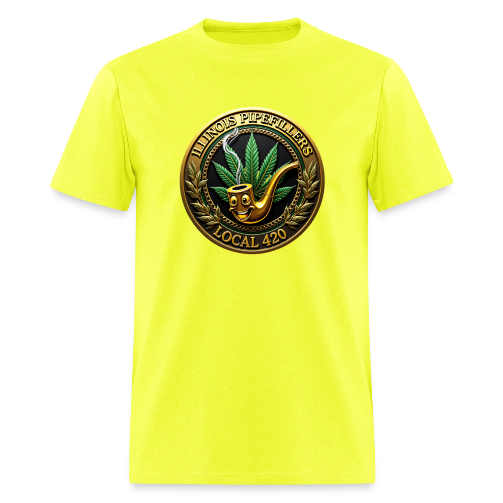 ILLINOIS PIPEFILLERS LOCAL 420 Men's T-Shirt | - safety green