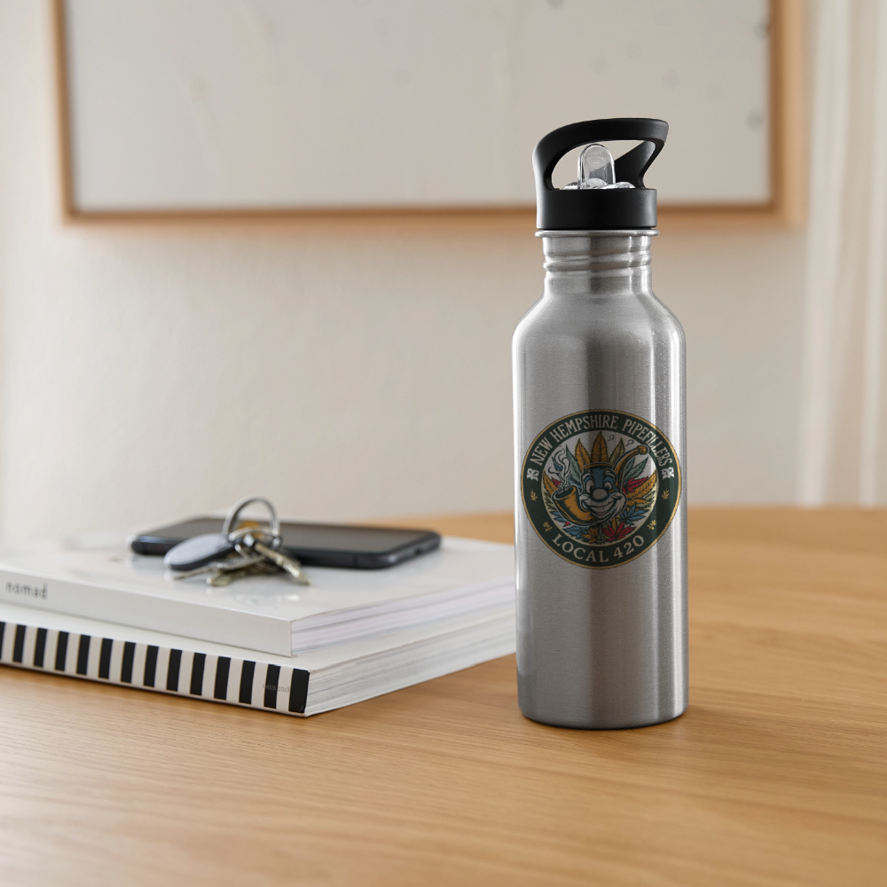 NEW HEMPSHIRE PIPEFILLERS LOCAL 420 Water Bottle - silver