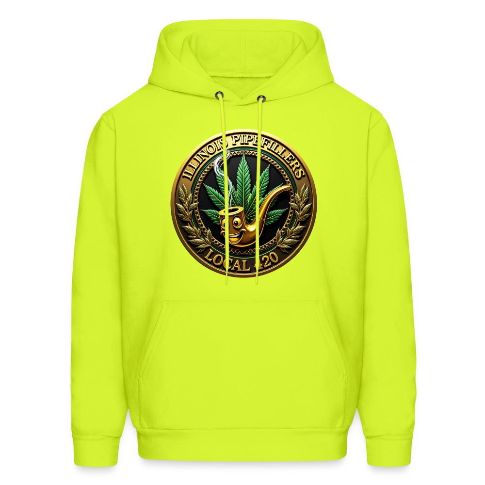 ILLINOIS PIPEFILLERS LOCAL 420 F/B EMBLEMS Men's Hoodie - safety green