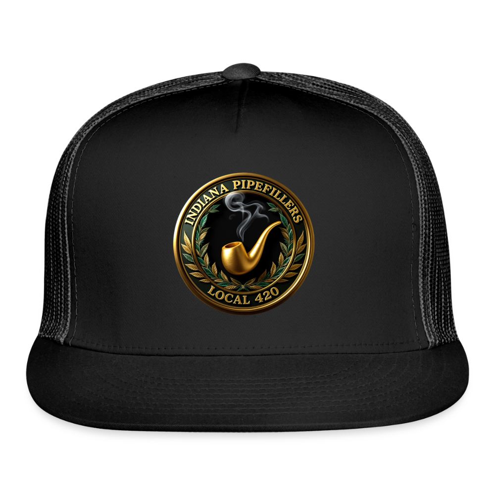 INDIANA PIPEFILLERS LOCAL 420 Trucker Hat - black/black