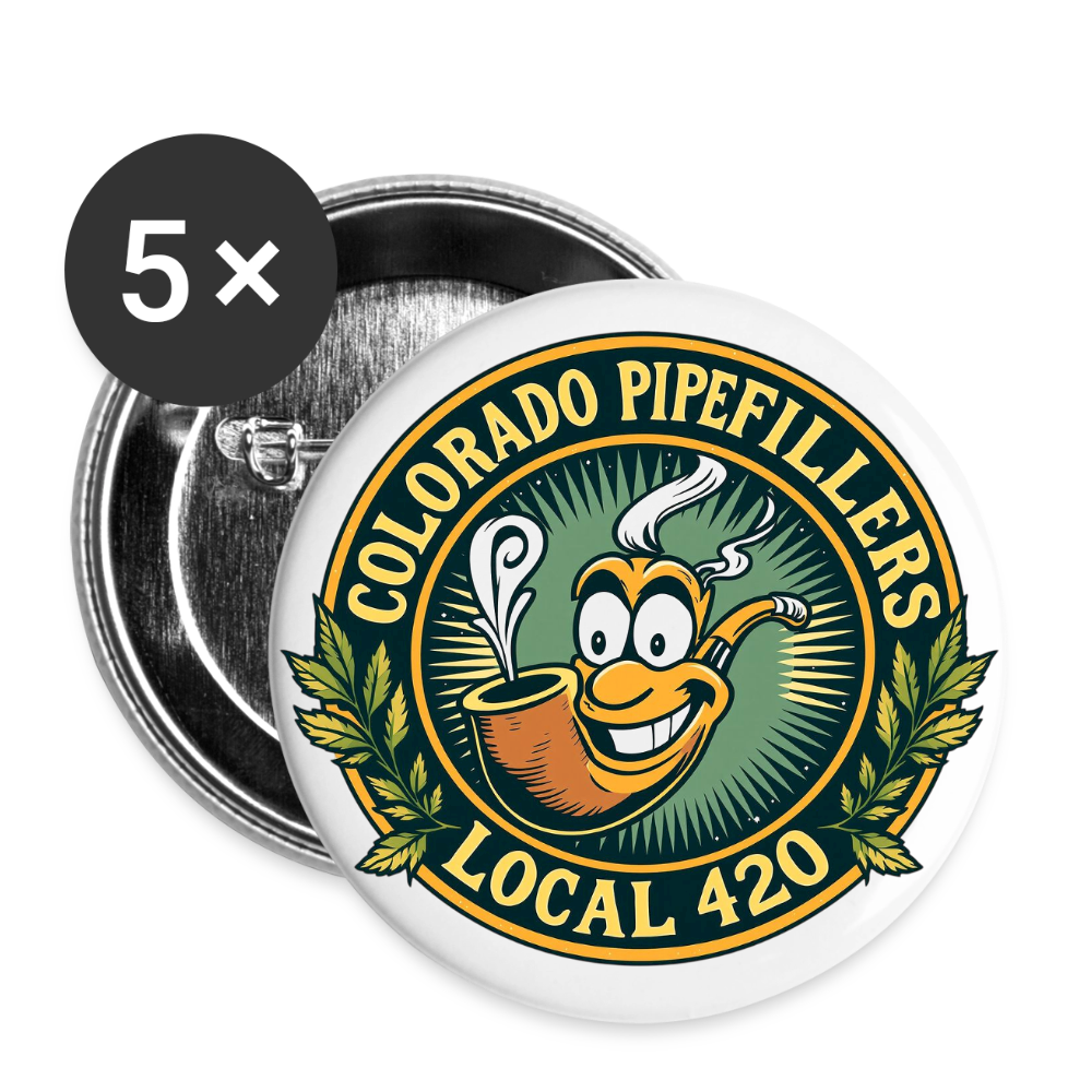 COLORADO PIPEFILLERS LOCAL 420 Union Buttons small 1'' (5-pack) 3 - white