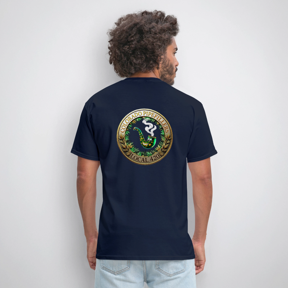 COLORADO PIPEFILLERS LOCAL 420 F/B EMBLEMS Men's T-Shirt - navy