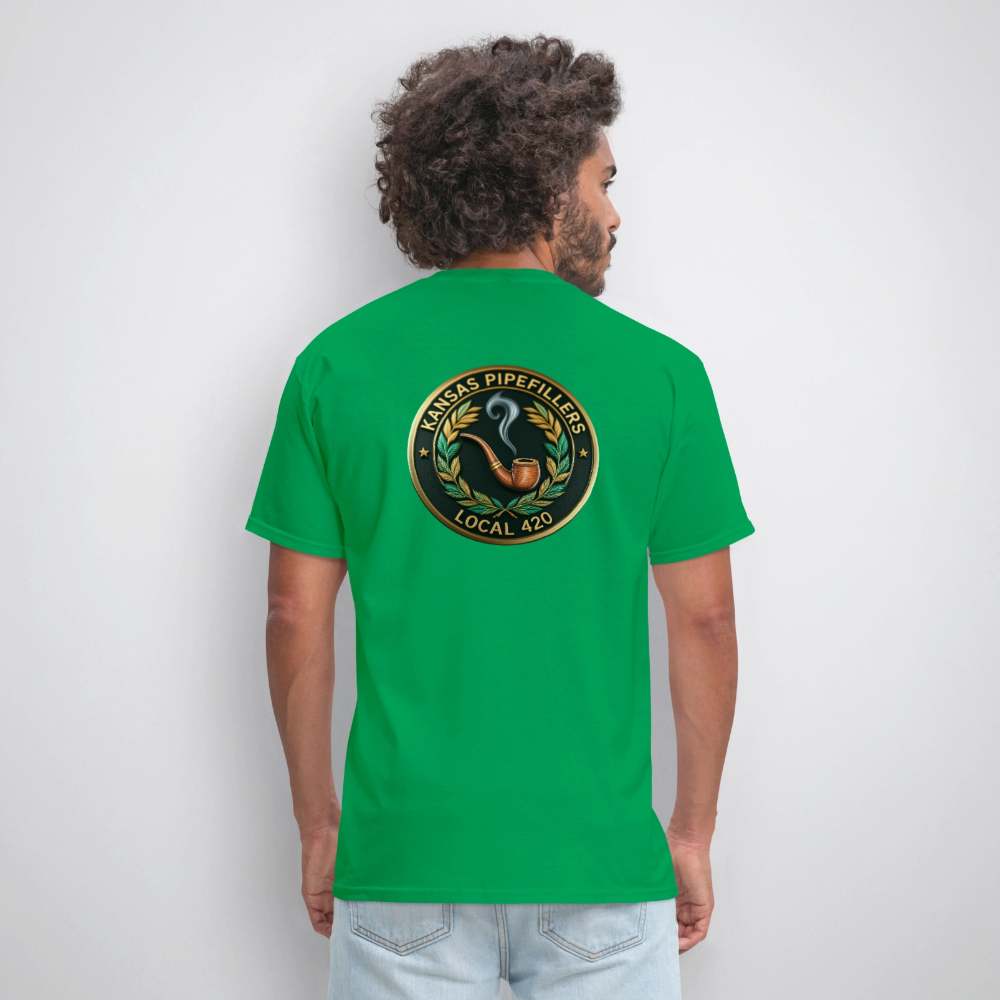KANSAS PIPEFILLERS LOCAL 420 Men's T-Shirt - bright green