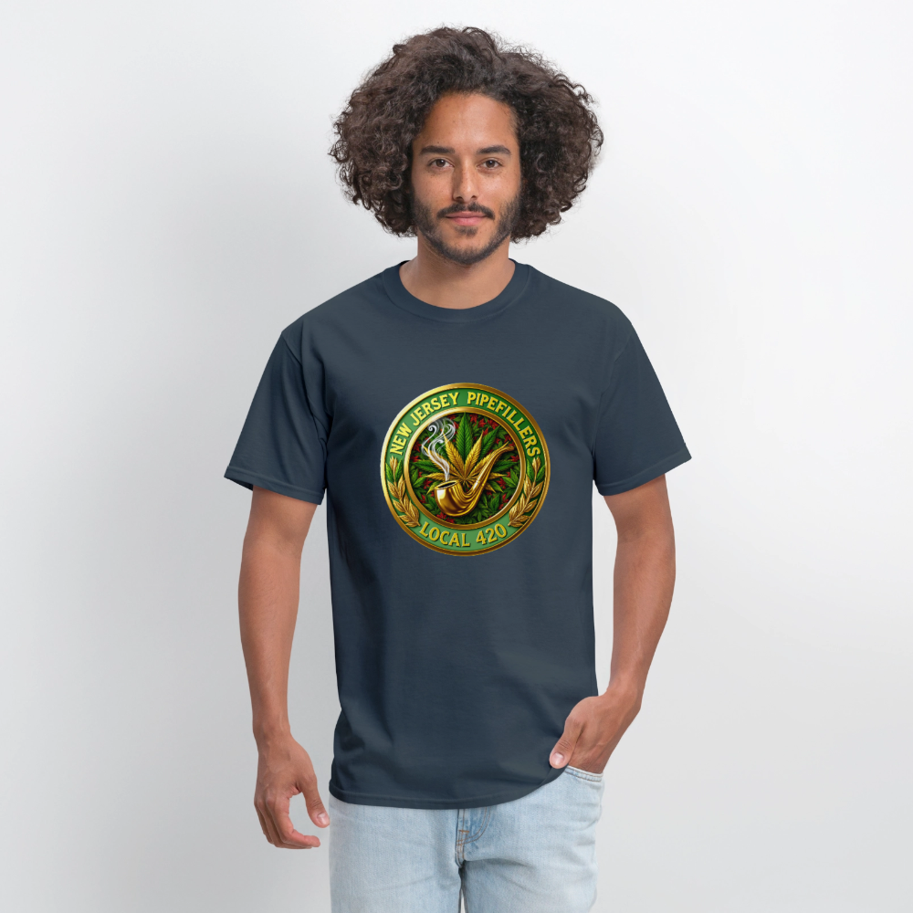 NEW JERSEY PIPEFILLERS LOCAL 420 F/B DESIGN Men's T-Shirt -  blue dusk