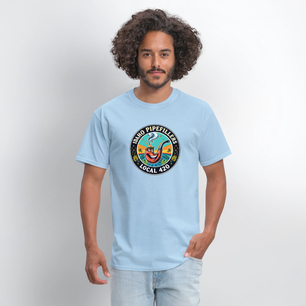 IDAHO PIPEFILLERS LOCAL 420 F/B DESIGN Men's T-Shirt - powder blue