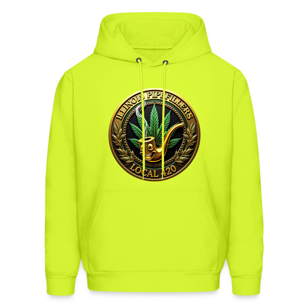 ILLINOIS PIPEFILLERS LOCAL 420  Men's Hoodie - safety green