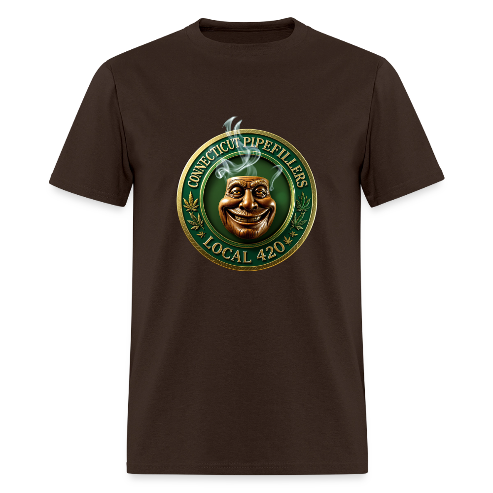 CONNECTICUT PIPEFILLERS LOCAL 420 F/B DESIGN Men's T-Shirt - brown
