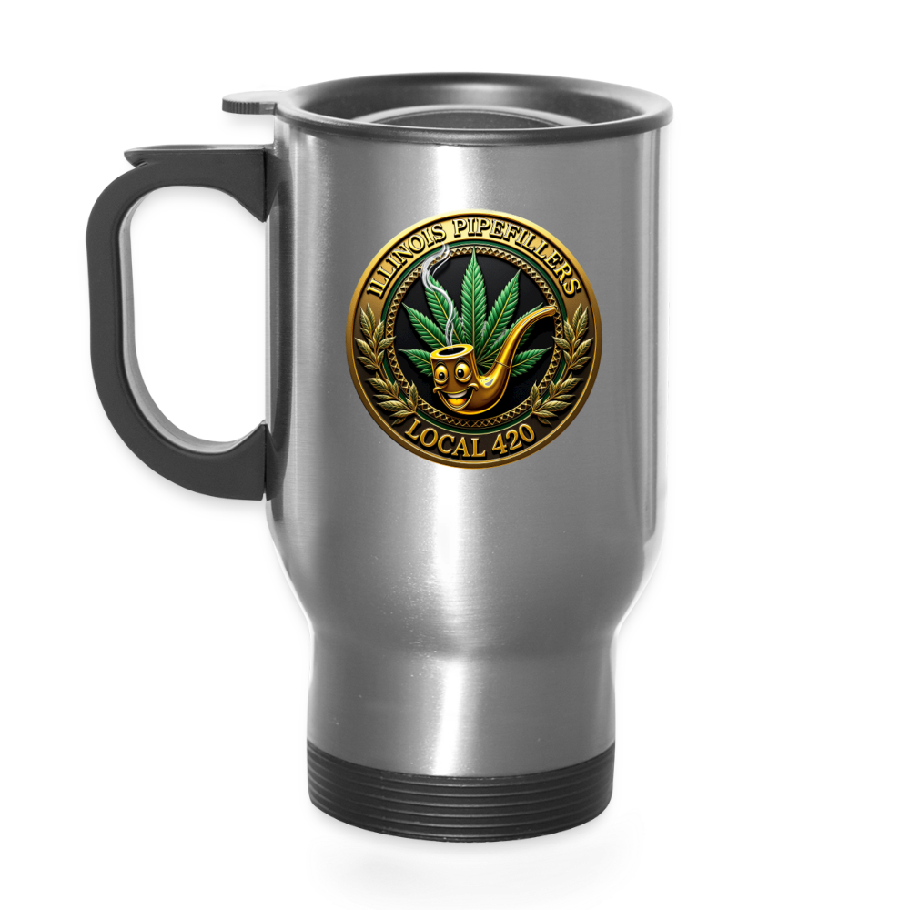 ILLINOIS PIPEFILLERS LOCAL 420 14oz Stainless Steel Travel Mug - silver