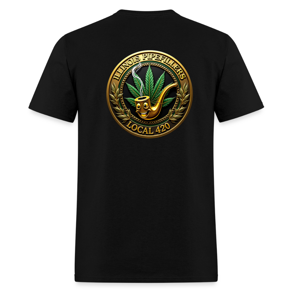 ILLINOIS PIPEFILLERS LOCAL 420 F/B EMBLEMS Men's T-Shirt - black