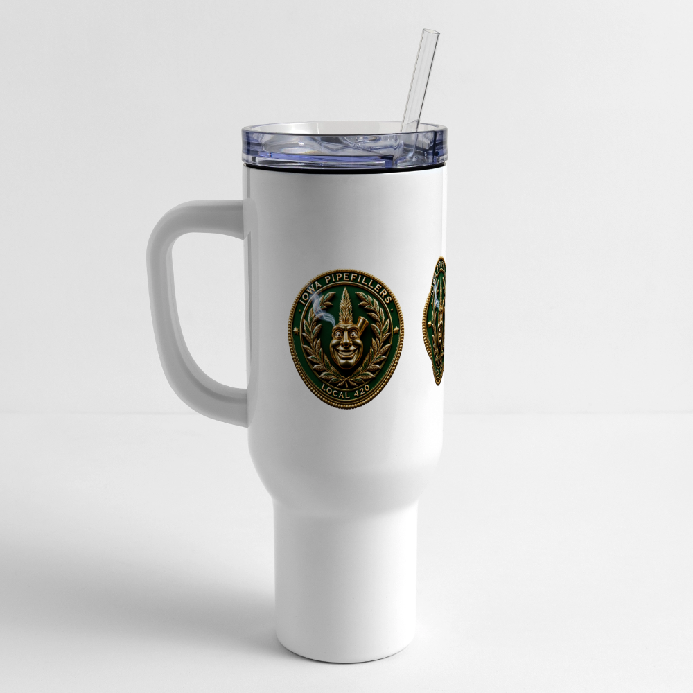 IOWA PIPEFILLERS LOCAL 420 40oz Stainless Steel Travel Tumbler - white