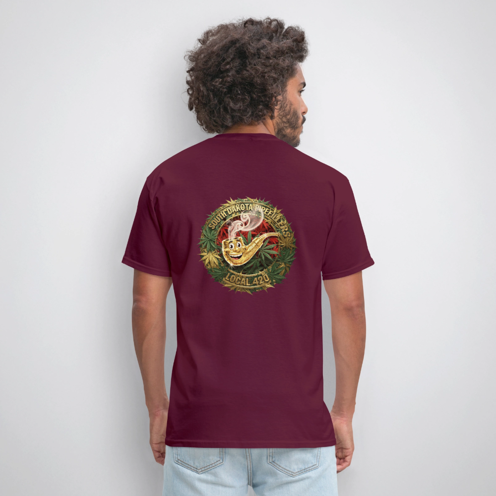 SOUTH DAKOTA PIPEFILLERS LOCAL 420  F/B DESIGN Men's T-Shirt - burgundy