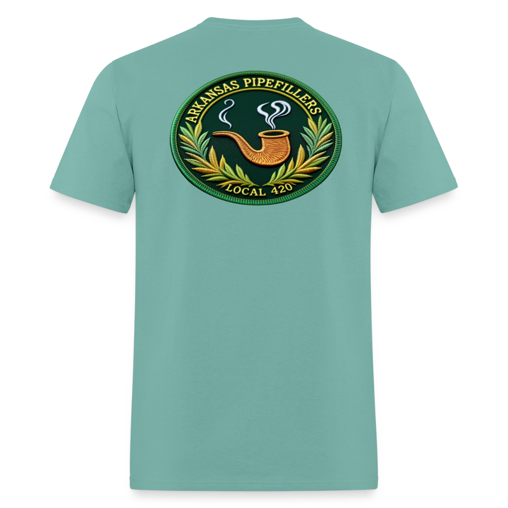 ARKANSAS PIPEFILLERS LOCAL 420 F/B EMBLEMS  Men's T-Shirt - aquatic
