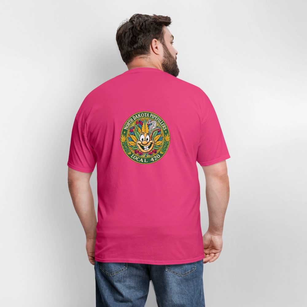 NORTH DAKOTA PIPEFILLERS LOCAL 420 F/B 2 DESIGNS Men's T-Shirt - fuchsia