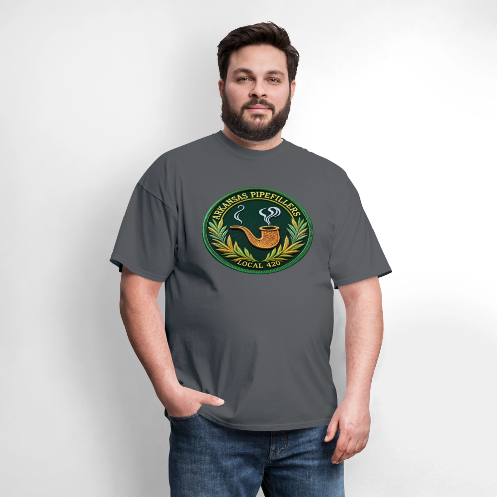 ARKANSAS PIPEFILLERS LOCAL 420 F/B EMBLEMS  Men's T-Shirt - charcoal