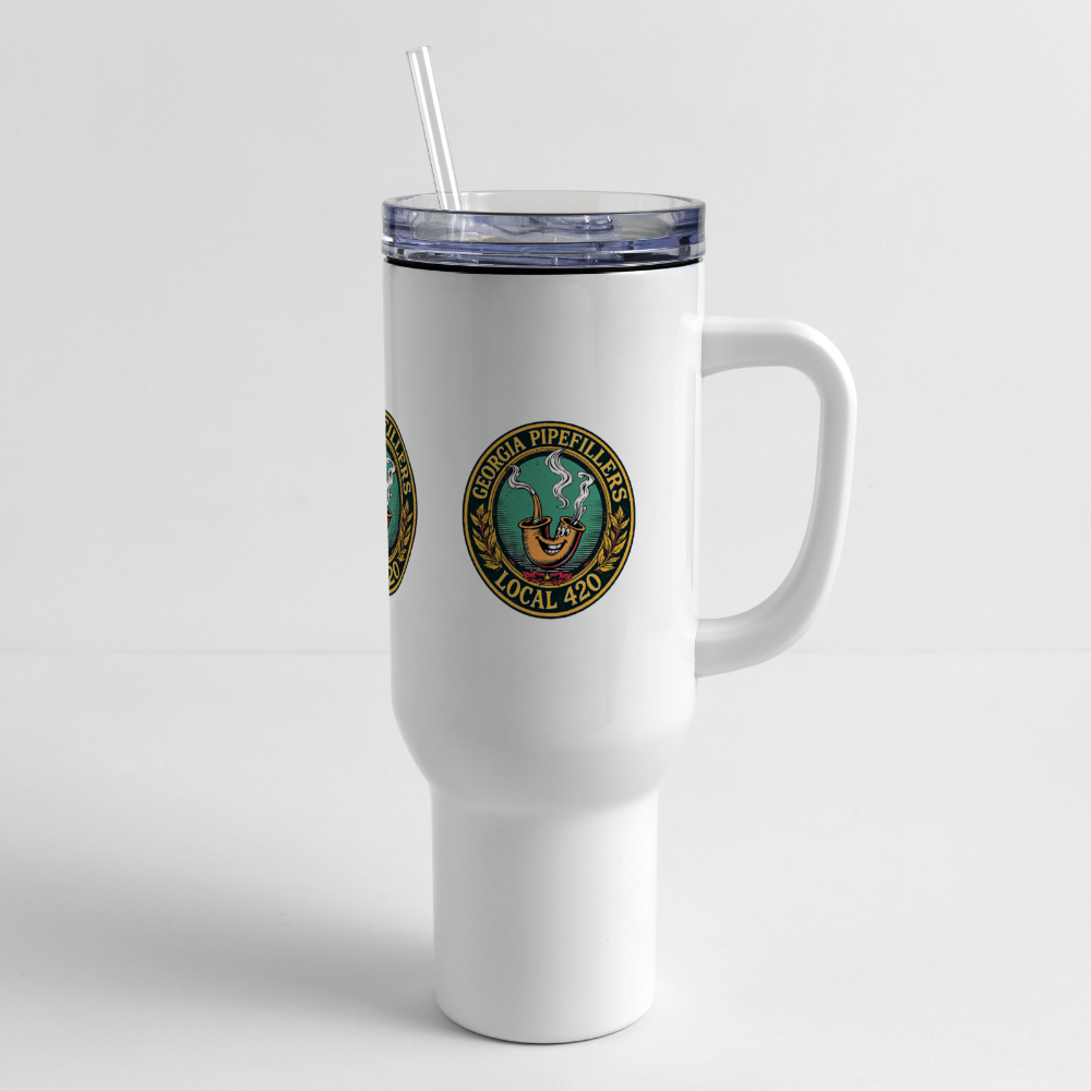 GEORGIA PIPEFILLERS LOCAL 420 40oz Stainless Steel Travel Tumbler - white