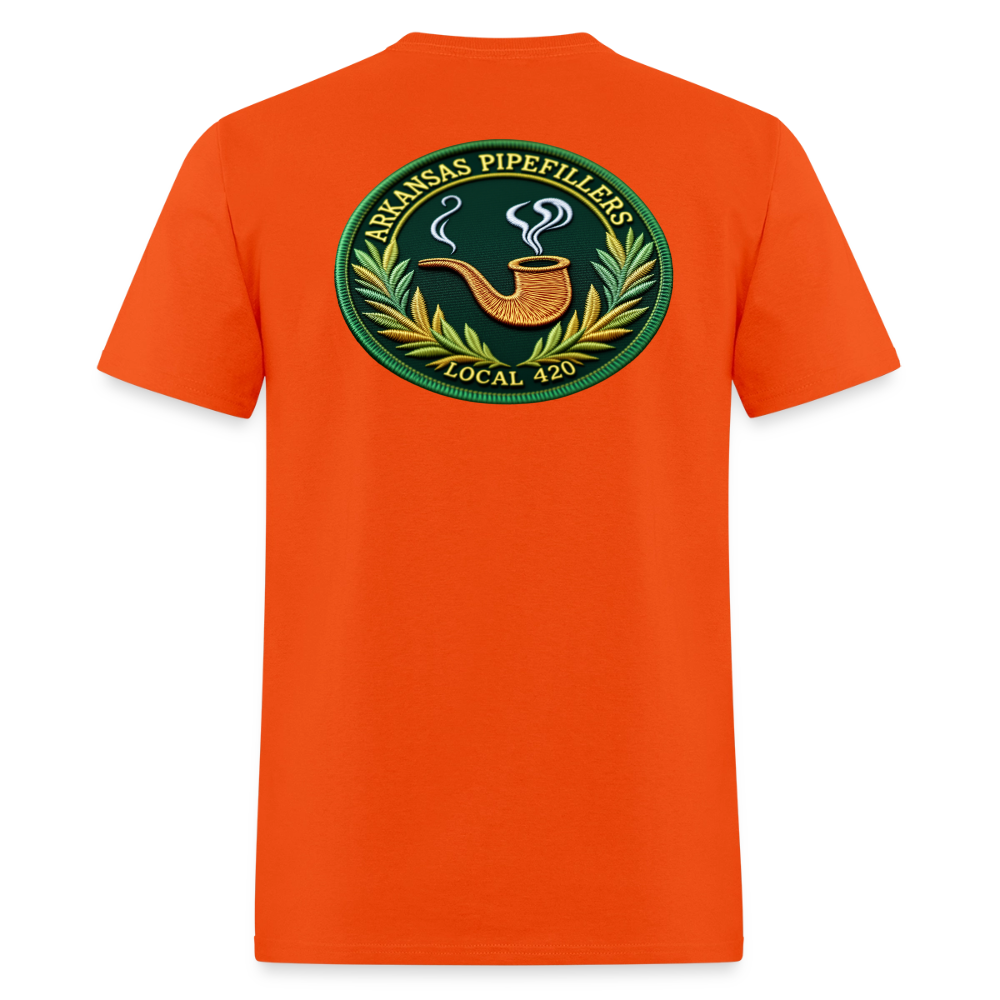 ARKANSAS PIPEFILLERS LOCAL 420 F/B EMBLEMS  Men's T-Shirt - orange