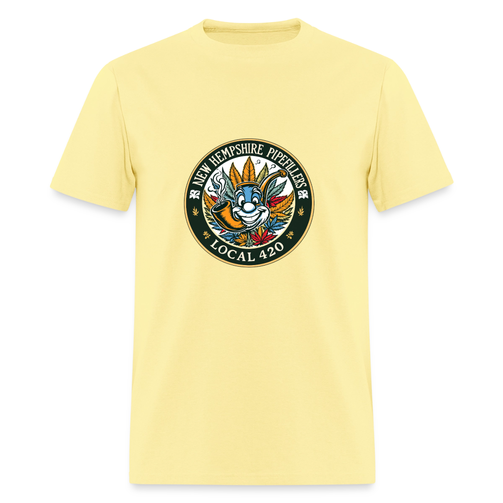 NEW HEMPSHIRE PIPEFILLERS LOCAL 420 2 EMBLEM Men's T-Shirt - cornsilk