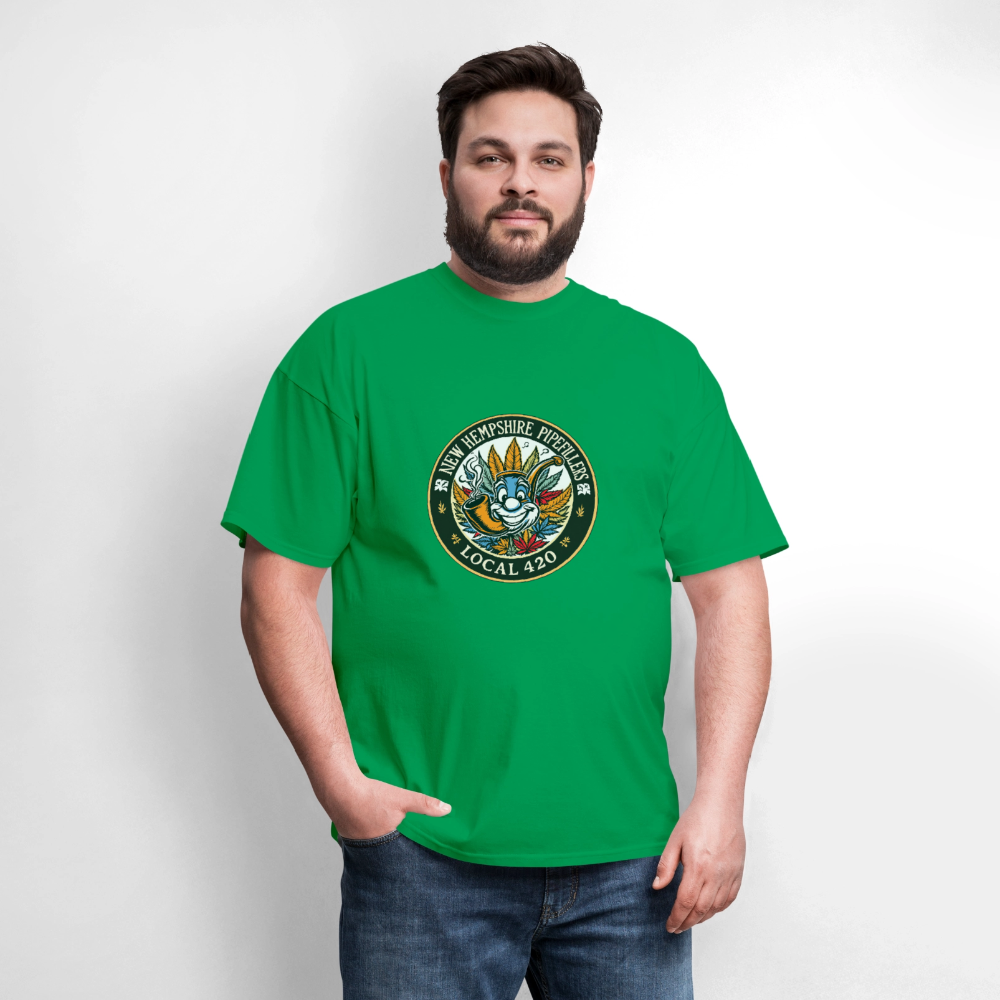 NEW HEMPSHIRE PIPEFILLERS LOCAL 420 2 EMBLEM Men's T-Shirt - bright green