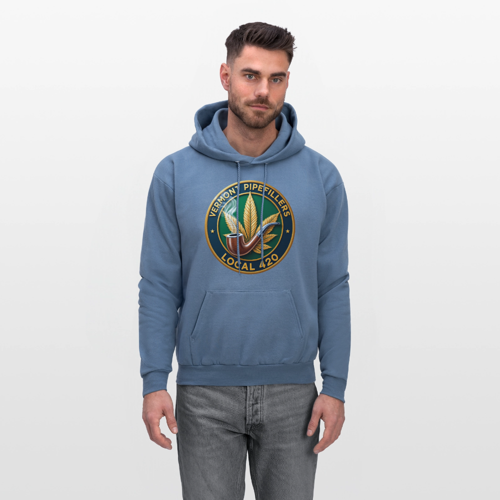 VERMONT PIPEFILLERS LOCAL 420 2 EMBLEM Men's Hoodie - denim blue