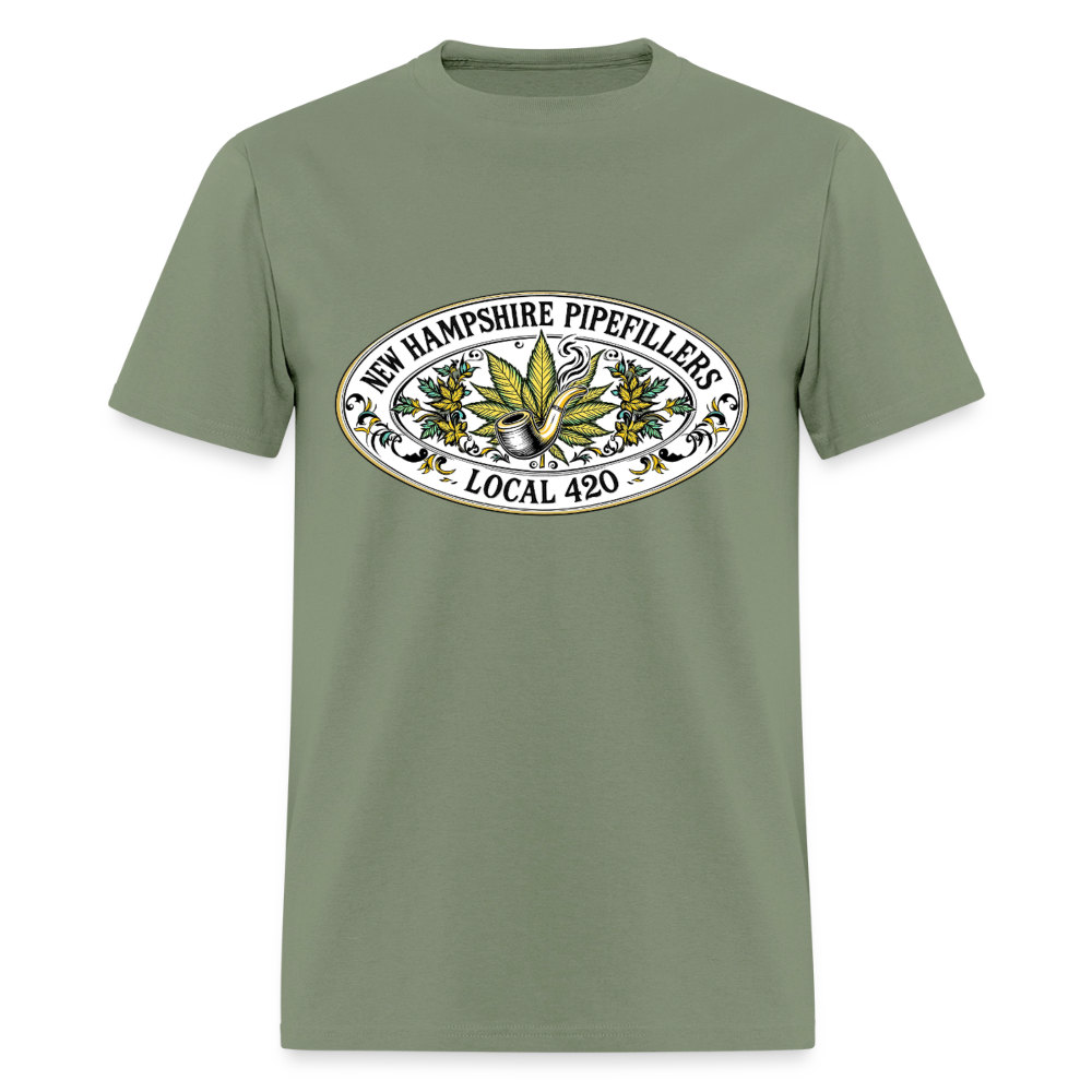 NEW HAMPSHIRE PIPEFILLERS LOCAL 420 2 EMBLEM Men's T-Shirt - military green