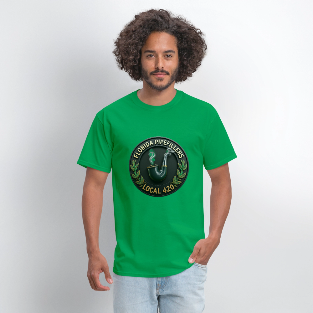 FLORIDA PIPEFILLERS LOCAL 420 Men's T-Shirt - bright green
