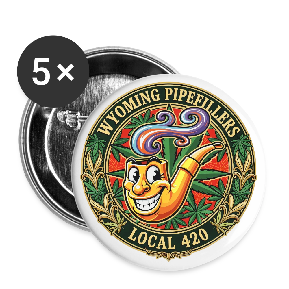WYOMING PIPEFILLERS LOCAL 420 Union Buttons small 1'' (5-pack) 2 - white