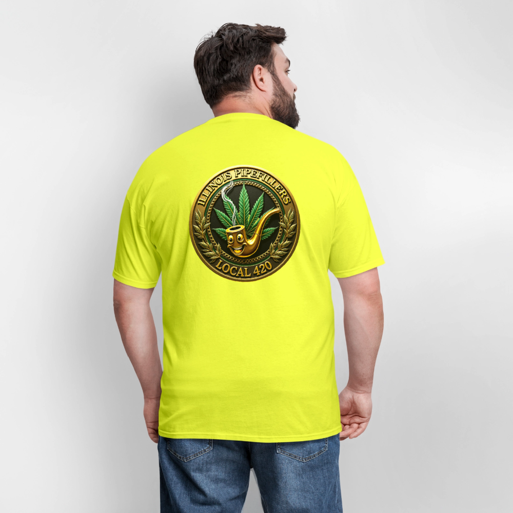 ILLINOIS PIPEFILLERS LOCAL 420 F/B DESIGN Men's T-Shirt - safety green