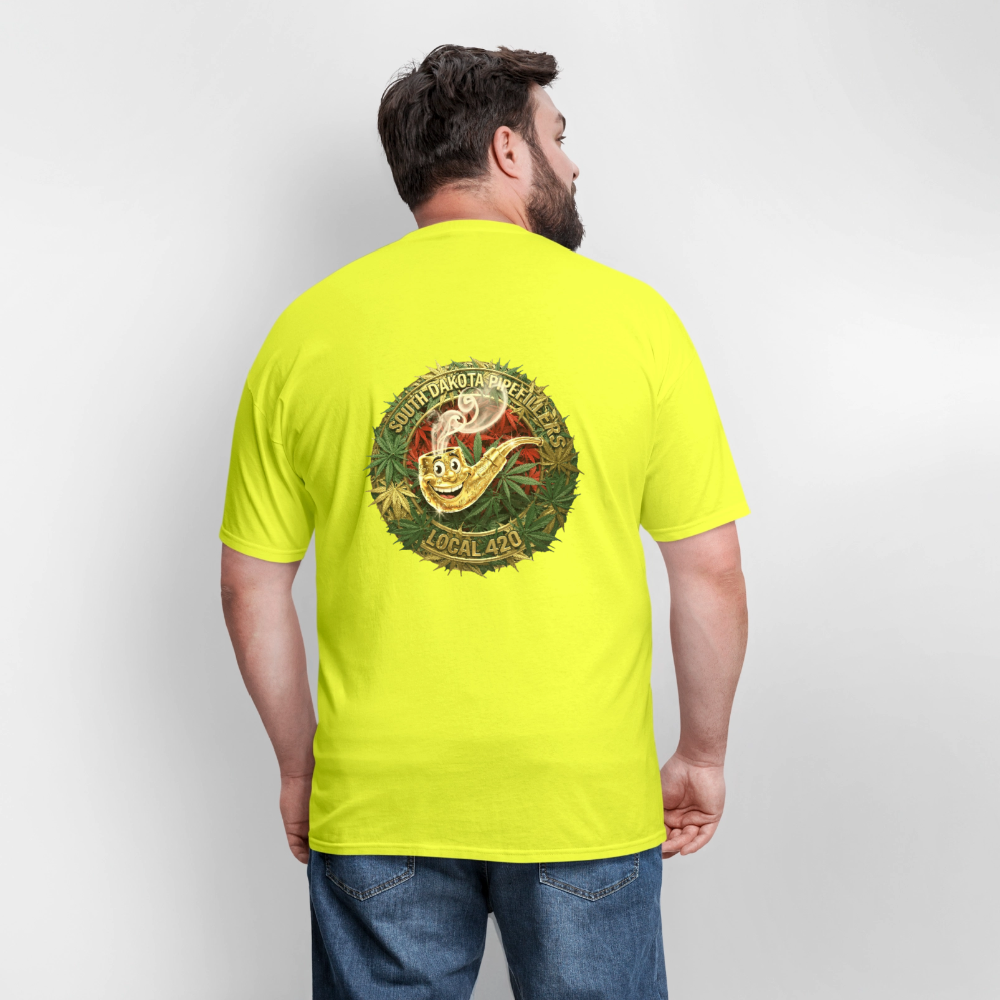 SOUTH DAKOTA PIPEFILLERS LOCAL 420  F/B DESIGN Men's T-Shirt - safety green