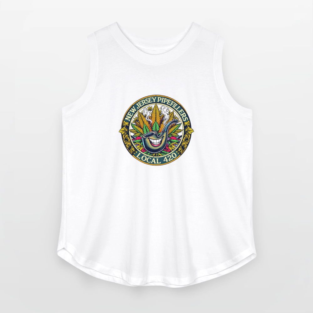 NEW JERSEY PIPEFILLERS LOCAL 420 Women's Curvy Relaxed Tank Top - white